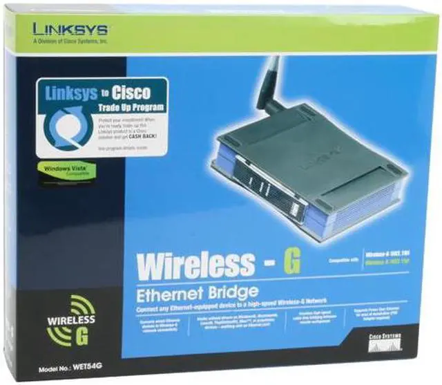 Alt view image 7 of 7 - LINKSYS WET54G 54Mbps Wireless-G Ethernet Bridge