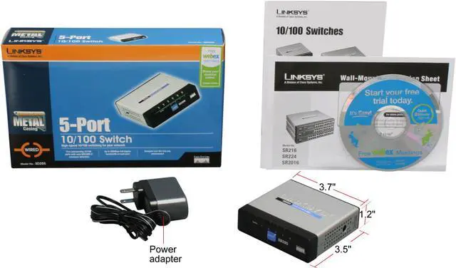 Alt view image 5 of 5 - Cisco Small Business SD205 High-speed Switch