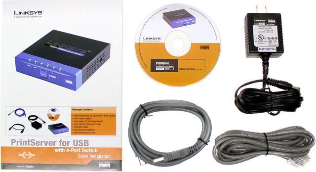 Alt view image 4 of 5 - LINKSYS PSUS4 PrintServer for USB with 4 port Switch RJ45 USB 1.1