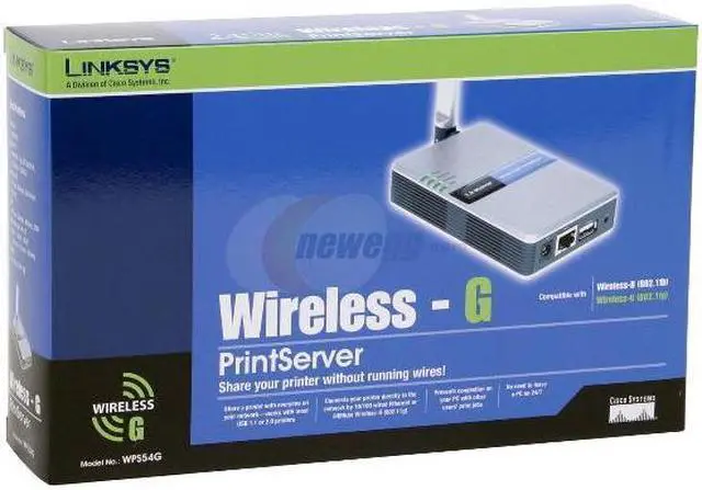 Alt view image 6 of 6 - LINKSYS WPS54G Wireless-G Print Server 802.11b / g, RJ45 USB 2.0