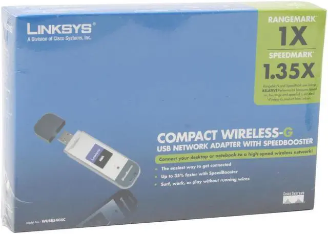 Alt view image 5 of 5 - Linksys WUSB54GSC Network Adapter with SpeedBooster IEEE 802.11b/g USB 2.0 Up to 54Mbps Wireless Data Rates