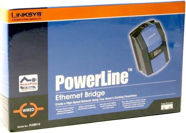 Main image of LINKSYS PLEBR10v2 Instant PowerLine EtherFast 10/100Mbps Bridge Up to 14Mbps