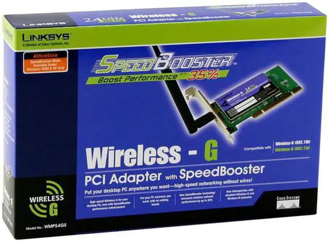 Alt view image 4 of 4 - Linksys WMP54GS Wireless-G Adapter with SpeedBooster IEEE 802.11b/g 32-bit PCI Interface Up to 54Mbps Wireless Data Rates