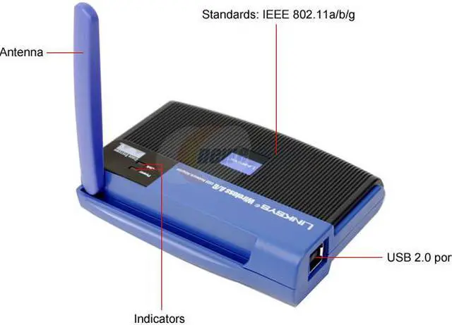 Alt view image 3 of 5 - Linksys WUSB54AG Wireless A/G Network Adapter IEEE 802.11a/b/g USB 2.0 Up to 54Mbps Wireless Data Rates