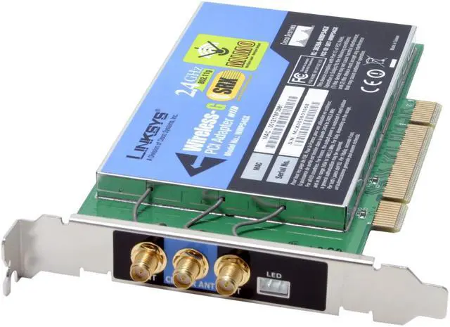 Main image of Linksys WMP54GX Wireless-G Adapter with SRX IEEE 802.11b/g PCI Up to 108Mbps Wireless Data Rates