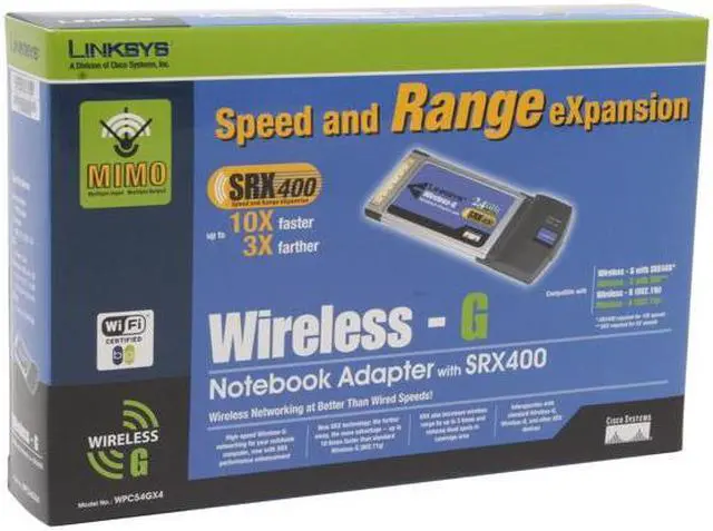 Alt view image 4 of 4 - LINKSYS WPC54GX4 Wireless-G Notebook Adapter with SRX400