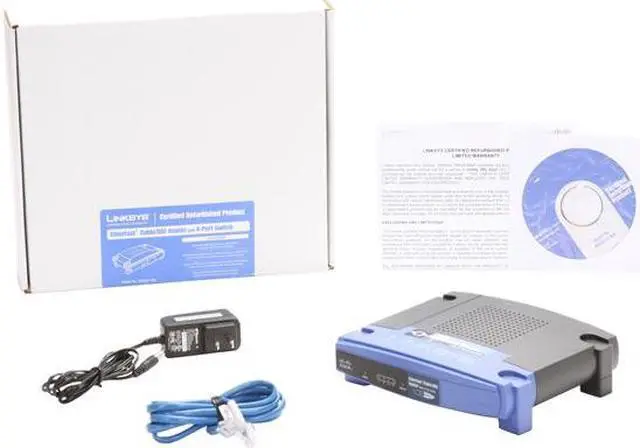 Alt view image 9 of 9 - LINKSYS BEFSR41-RM EtherFast Cable/DSL Router w/ 4-Port Switch 1 x 10/100 RJ-45 Port for Broadband Modem WAN Ports 4 x 10/100 RJ-45 Switched Ports LAN Ports