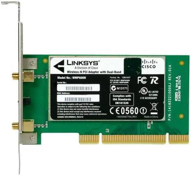 Alt view image 3 of 5 - Linksys WMP600N-RM Wireless Adapter with Dual-Band IEEE 802.11a/b/g, IEEE 802.11n Draft 2.0 PCI
