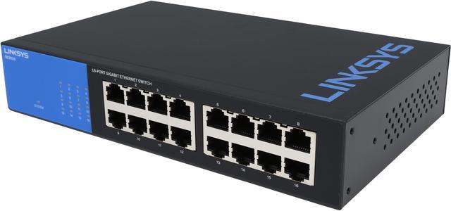 Best Buy: Linksys 16-Port Gigabit Ethernet Switch Black/Blue SE3016