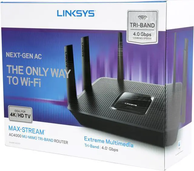 Alt view image 8 of 8 - Linksys EA9300 Max-stream AC4000 Tri-band Wi-Fi Router