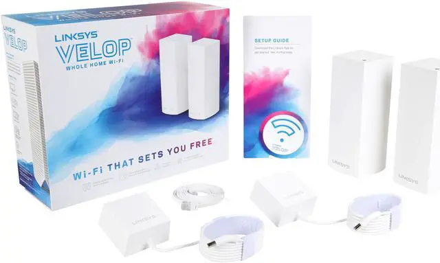Alt view image 5 of 5 - Linksys Velop Tri-band Whole Home Wi-Fi Mesh System, 2-Pack (Coverage Up to 4000 sq. ft.), Works with Amazon Alexa