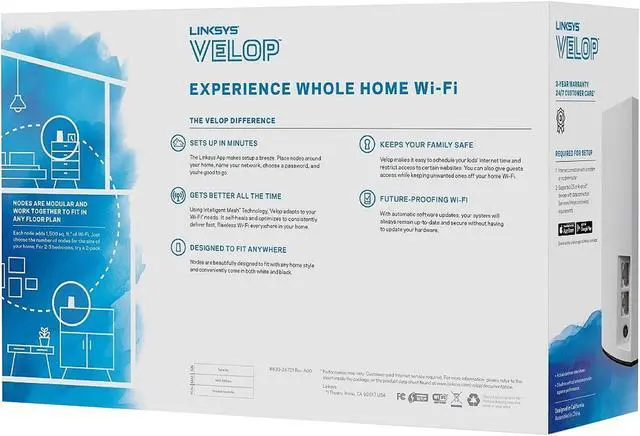 Alt view image 5 of 5 - Linksys Velop WHW0102 Whole Home Mesh Wi-Fi Router Dual-Band System AC2600 (2-pack)