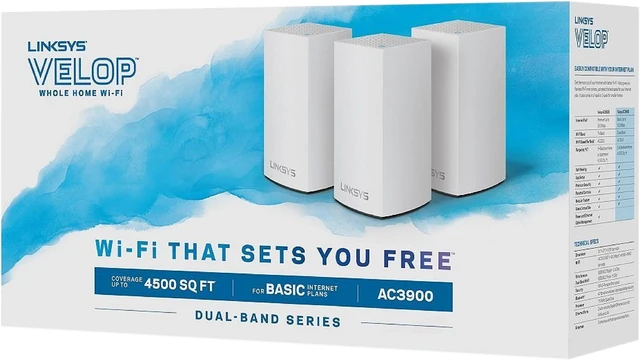 Alt view image 4 of 5 - Linksys Velop WHW0103 Whole Home Mesh Wi-Fi Router Dual-Band System AC3900 (3-pack)