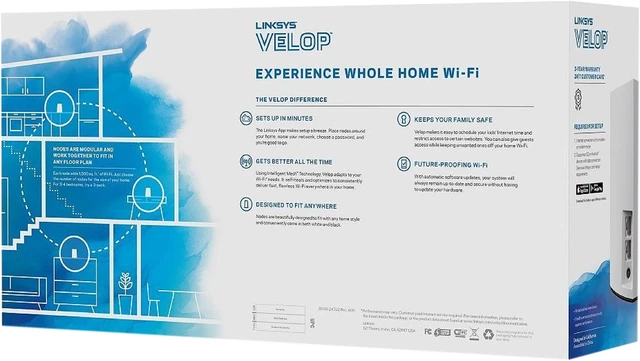Alt view image 5 of 5 - Linksys Velop WHW0103 Whole Home Mesh Wi-Fi Router Dual-Band System AC3900 (3-pack)