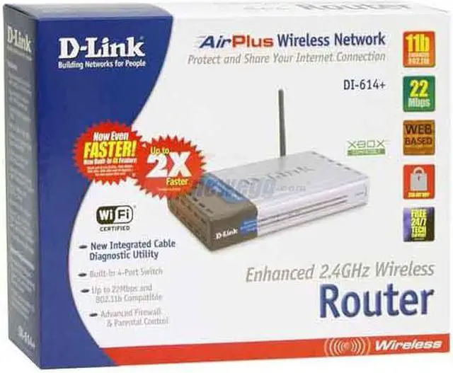 Alt view image 4 of 4 - D-Link DI-614+ Wireless Router with Built in 4-Port Switch IEEE 802.11b, IEEE 802.3, 802.3u, 802.3x