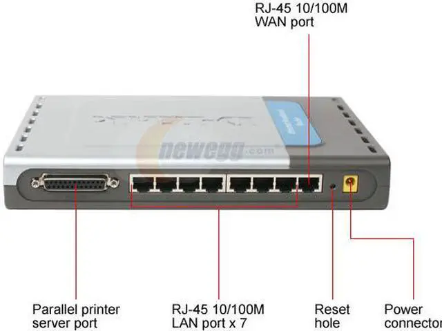 Alt view image 3 of 6 - D-Link DI-707P Broadband Router Plus Print Server 1 x 10/100Mbps WAN Ports 7 x 10/100Mbps LAN Ports