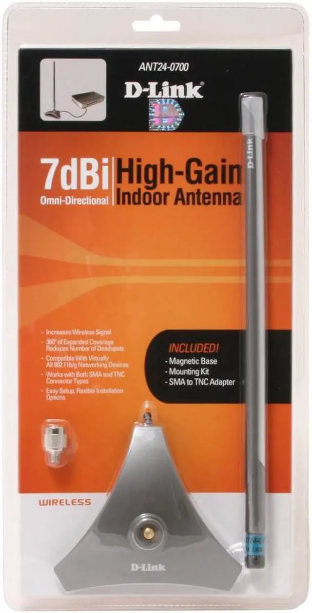 Alt view image 2 of 2 - D-Link ANT24-0700 2.4GHz Omni-Directional 7dBi Indoor Antenna