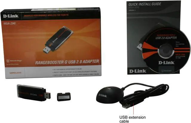 Alt view image 4 of 4 - D-Link WUA-2340 RangeBooster G Adapter IEEE 802.11b/g USB 2.0 Up to 108Mbps Wireless Data Rates