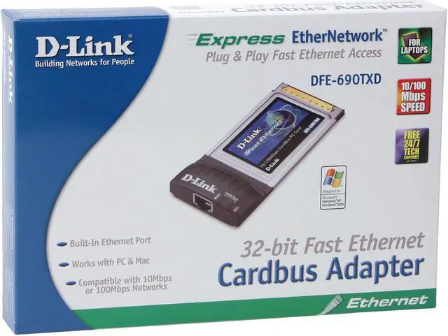 Alt view image 3 of 4 - D-Link DFE-690TXD 10/100Mbps PCMCIA Ethernet Adapter
