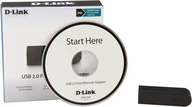 Alt view image 3 of 3 - D-Link DUB-E100 Network Adapter 10/100Mbps USB 1 x RJ45