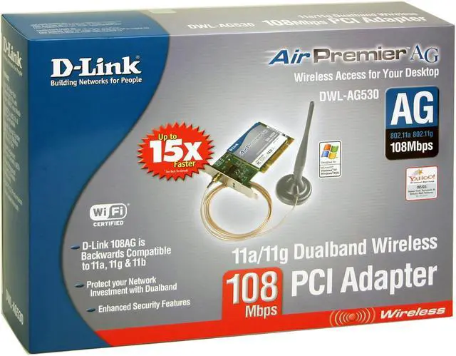 Alt view image 5 of 6 - D-Link DWL-AG530 Wireless Adapter IEEE 802.11a/b/g 32-bit PCI Up to 108Mbps Wireless Data Rates