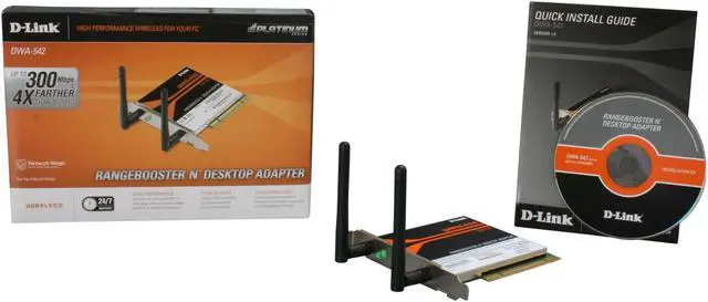 Alt view image 3 of 3 - D-Link DWA-542 RangeBooster N Desktop Adapter IEEE 802.11b/g, IEEE 802.11n Draft 2.0 32-bit PCI