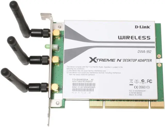 Alt view image 2 of 5 - D-Link DWA-552 Xtreme Desktop Adapter IEEE 802.11g, IEEE802.11n Draft 2.0 32-bit PCI Up to 300Mbps Wireless Data Rates