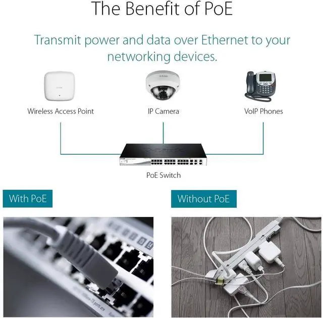 Alt view image 6 of 8 - D-Link 8-Port Fast Ethernet PoE Unmanaged/ Plug and Play Switch | 4 PoE Ports, 58W PoE Budget | Metal Compact Desktop Switch - (DES-1008PA)