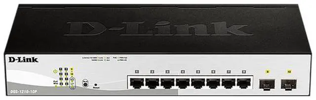 Alt view image 3 of 13 - D-Link 10-Port Gigabit Smart Managed PoE+ Switch | 8 PoE+ Ports (65W) + 2 Optical SFP Ports | L3 Lite | NDAA/TAA Compliant (DGS-1210-10P)