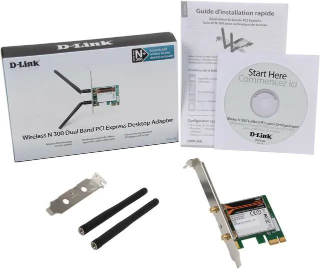 Alt view image 5 of 5 - D-Link Wireless N300 Dual Band PCI Express Desktop Adapter (DWA-566)