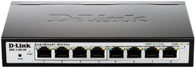 Main image of D-Link 8-Port EasySmart Gigabit Ethernet Switch - Lifetime Warranty (DGS-1100-08)