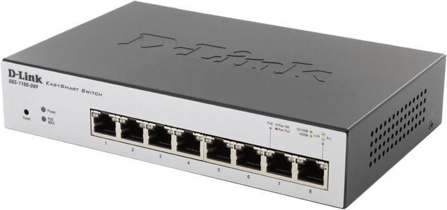 D-Link 8-Port EasySmart Gigabit PoE Ethernet Switch - Lifetime Warranty  (DGS-1100-08P)