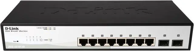 Alt view image 3 of 12 - D-Link 10-Port Gigabit Smart Managed Switch | 8 GbE + 2 Optical SFP Ports | L3 Lite | Surveillance Mode | NDAA/TAA Compliant (DGS-1210-10)