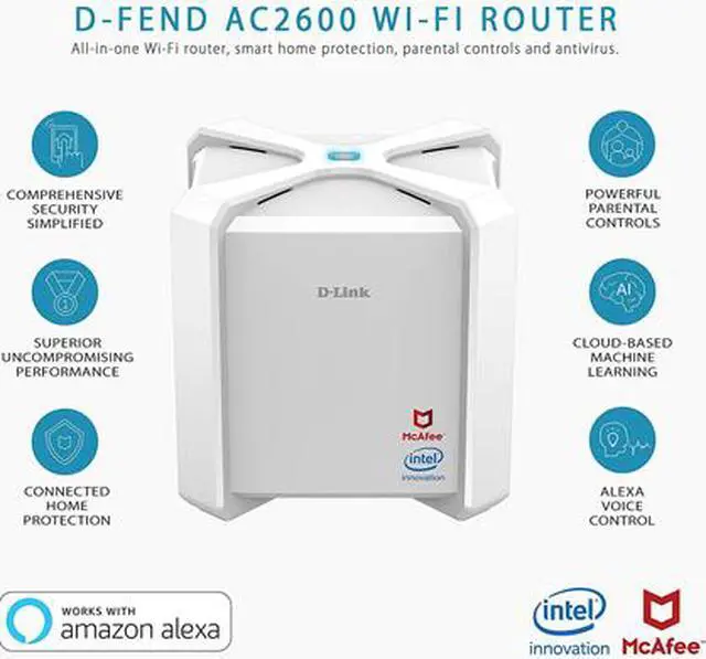 Alt view image 9 of 11 - D-Link DIR-2680-US-W D-Fend AC2600 Wi-Fi Router