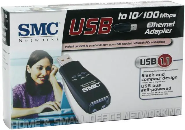 Alt view image 7 of 7 - SMC LG-ERICSSON SMC2208USB/ETH Ethernet Adapter 10/20/100/200Mbps USB 1 x RJ45