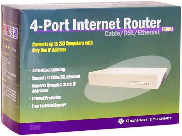Alt view image 4 of 4 - GIGAFAST EE400-R DSL/Cable Broadband Router 1 x 10/100Mbps WAN Ports 4 x 10/100Mbps LAN Ports