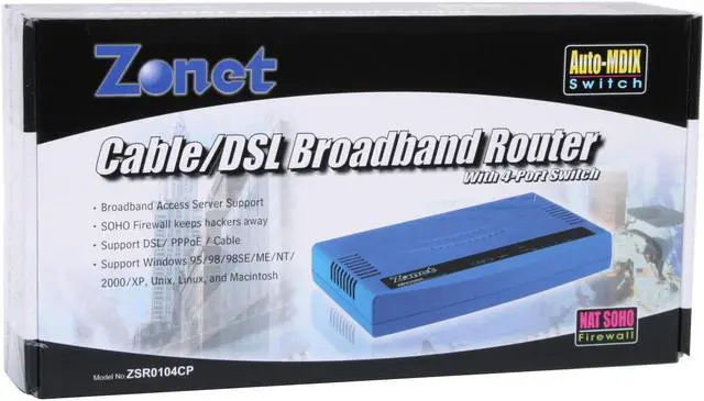 Alt view image 7 of 7 - Zonet ZSR0104CP Cable/DSL Broadband Router with Ports Switch 1 x 10/100Mbps WAN Ports 4 x 10/100Mbps LAN Ports
