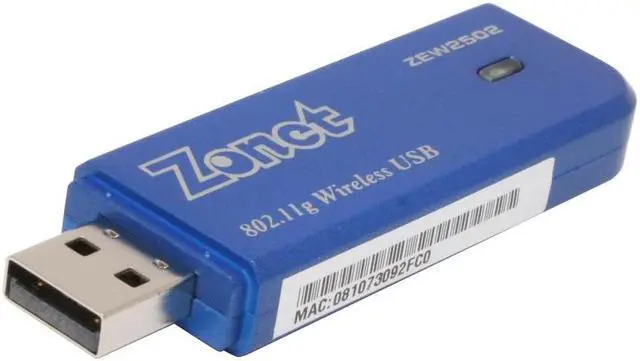 Main image of Zonet ZEW2502 802.11g 54Mbps Wireless Adapter IEEE 802.11b/g USB 2.0 Up to 54Mbps Wireless Data Rates