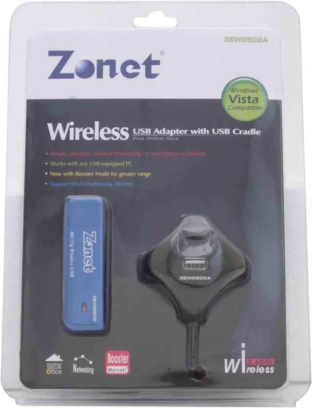 Alt view image 6 of 6 - Zonet ZEW2502A Wireless Adapter w/USB Cable IEEE 802.11b/g USB 2.0 Up to 54Mbps Wireless Data Rates