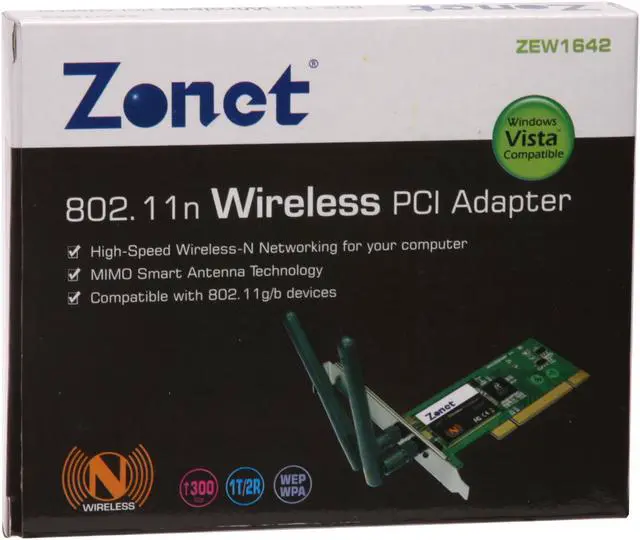 Alt view image 7 of 7 - Zonet ZEW1642 Wireless Adapter IEEE 802.11b/g, IEEE 802.11n Draft 2.0 PCI