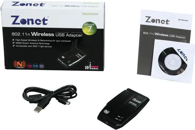 Alt view image 5 of 5 - Zonet ZEW2540P Wireless Desktop Adapter IEEE 802.11b/g/n USB 2.0 Up to 150Mbps Wireless Data Rates