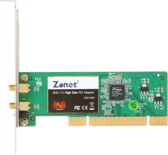 Alt view image 5 of 7 - Zonet ZEW1690 Wireless Adapter with Dual 7dbi Hi-Gain Antenna & Bonus Low-Profile Bracket IEEE 802.11b/g/n PCI Up to 300Mbps Wireless Data Rates
