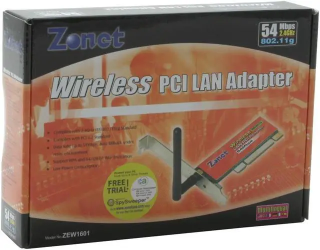 Alt view image 5 of 5 - Zonet ZEW1601 802.11g Wireless LAN Adapter IEEE 802.11b/g PCI Up to 54Mbps Wireless Data Rates