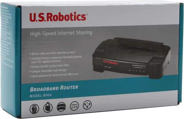 Alt view image 5 of 5 - U.S. Robotics USR8004 Broadband Router 1 x 10/100Mbps WAN Ports 4 x 10/100Mbps LAN Ports