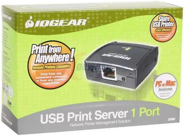Alt view image 4 of 4 - IOGEAR GPSU01 USB Print Server RJ45 USB 1.1