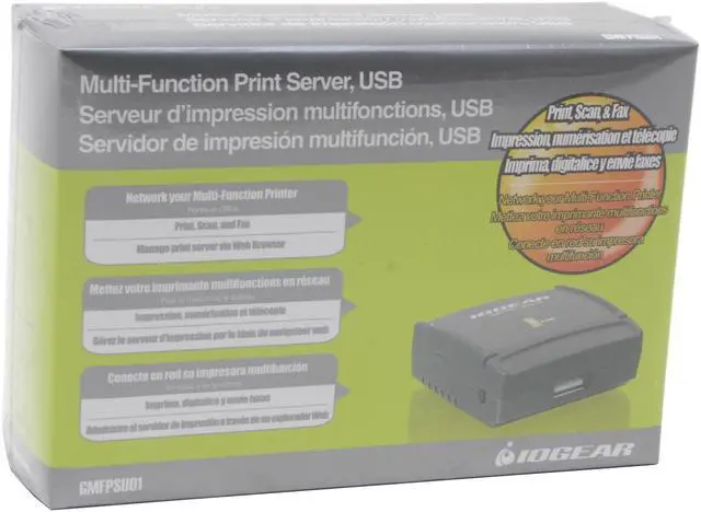 Alt view image 5 of 5 - IOGEAR GMFPSU01 Multi-Function Print Server RJ45 USB 1.1