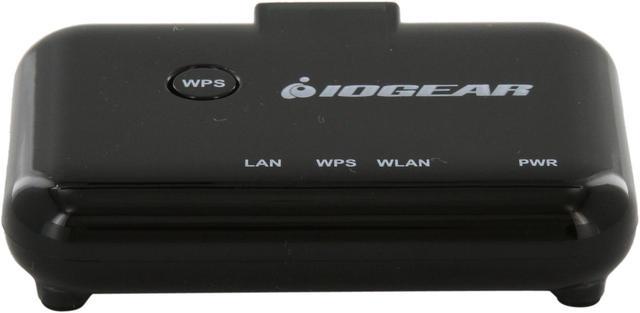  IOGEAR Universal Ethernet to Wi-Fi N Adapter - Speeds of up to  300Mbps on 2.4GHz - Push-button Wi-Fi Protected Setup (WPS) - Supports WEP,  WPA, WPA2, TKIP and AES encryption 
