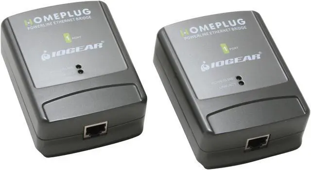 Main image of IOGEAR GHPB32W4 Powerline Networking Kit With Homeplug Wall Mount Bridge Up to 14Mbps