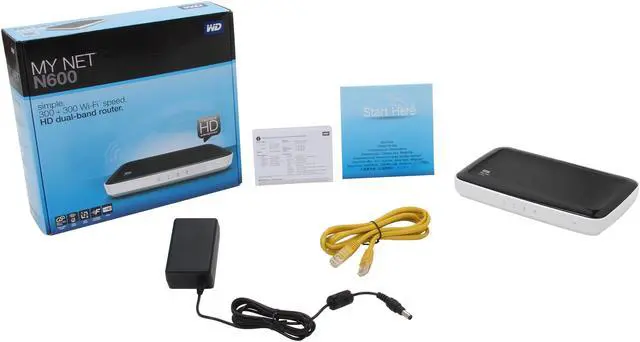 Alt view image 4 of 4 - Western Digital My Net N600 HD Dual-Band Router - 5x Ports, 10/100 Ethernet, 300 + 300 Mbps, USB, Dual-Band, 2.4/5 GHz  WDBEAV0000NWT-HESN