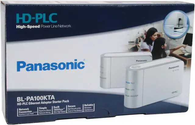 Alt view image 6 of 6 - Panasonic BLPA100KTA HD-PLC Ethernet Adaptor Starter Pack Up to 190Mbps